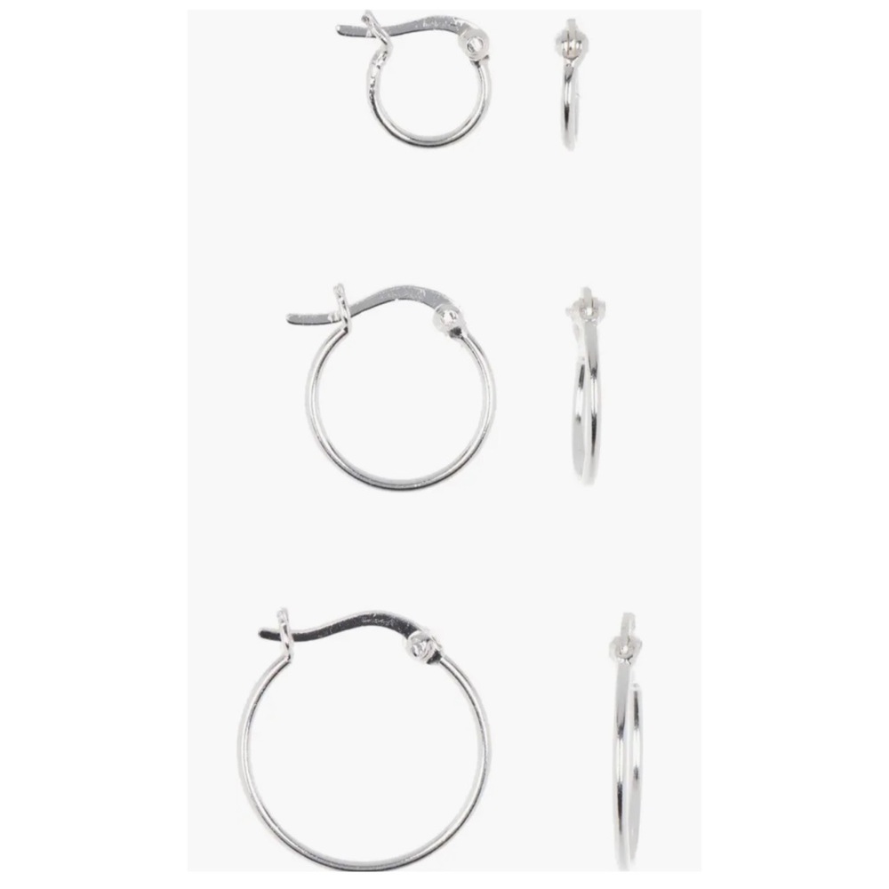 NEW ARGENTO VIVO Sterling Silver Trio Hoop Set Silver